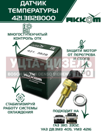 Изображение раздела датчик температуры газ-3110,3302,уаз дв.змз-405,умз-4216 охлаждающей жидкости акком