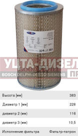 Изображение раздела элемент фильтрующий камаз-4308 дв.cummins воздушный goodwill