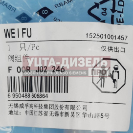 Изображение раздела клапан со штоком weifu f00rj02246 bosch