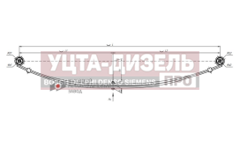 Изображение раздела рессора газ-23107 передняя/задняя,газ-33027 передняя с шарнирами (2 листа) l=1566мм чмз