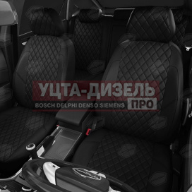 Изображение раздела авточехлы газель next (3 высоких) экокожа черные, черная строчка ромб комплект avtolider
