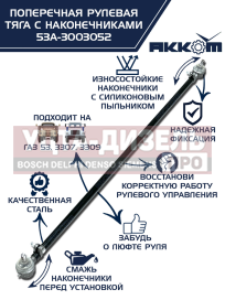 Изображение раздела тяга рулевая газ-3307,3309,53 поперечная акком