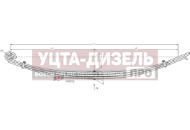 Изображение раздела рессора маз-6430 передняя (3 листа) с втулкой l=2100мм чмз
