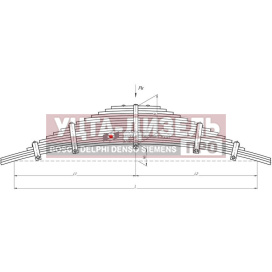 Изображение раздела рессора урал-4320 задняя (16 листов) l=1550мм чмз