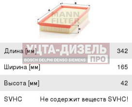 Изображение раздела элемент фильтрующий газ maxus воздушный mann