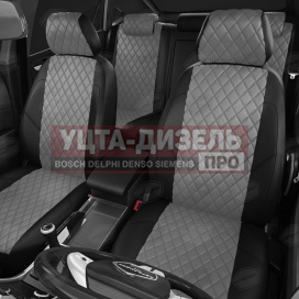 Изображение раздела авточехлы газель next (3 высоких) экокожа черные, серая строчка ромб комплект avtolider