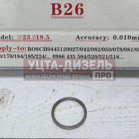 Изображение раздела набор шайб регулировочных для форсунки erikc 19,5*23 мм b26 (h = 1.56-1.60 мм, шаг 0,005 мм) bosch