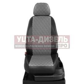 Изображение раздела авточехлы газель next (3 высоких) экокожа черные, серая строчка ромб комплект avtolider