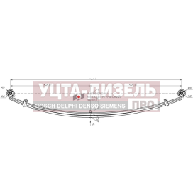 Изображение раздела рессора газ-3221,3302,2705 задняя (3 листа) с хомутами под болт с с/б l=1566мм чмз